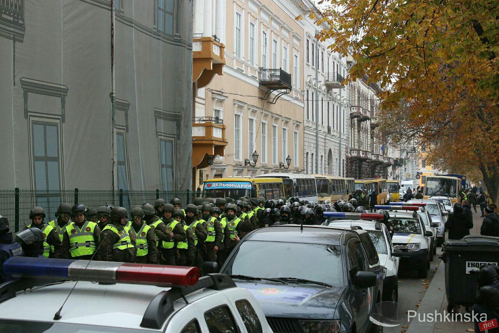 Активисты устроили фотосессию с воротами Летнего театра возле Одесского горсовета. Фото