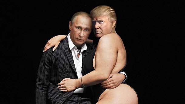 Художник создал провокационный плакат с Путиным и Трампом: фото (18+)