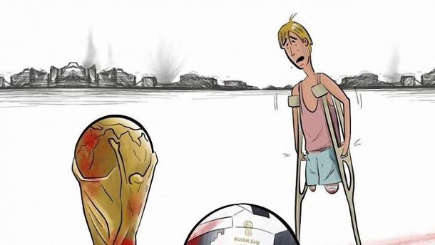 Кровавый чемпионат: карикатурист поразил работой, от которой стынет кровь