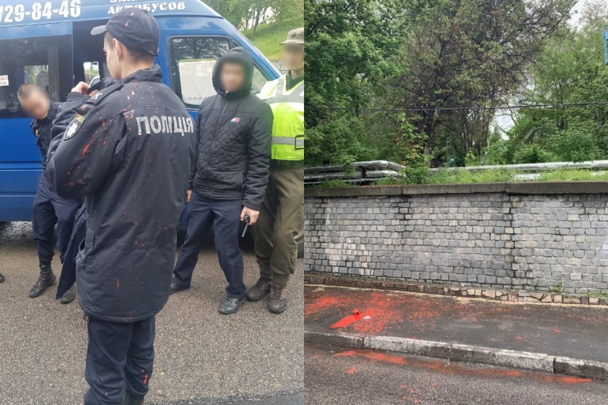 Участников акции по случаю 9 мая в Днепре облили краской: досталось Нацдружинам и медикам