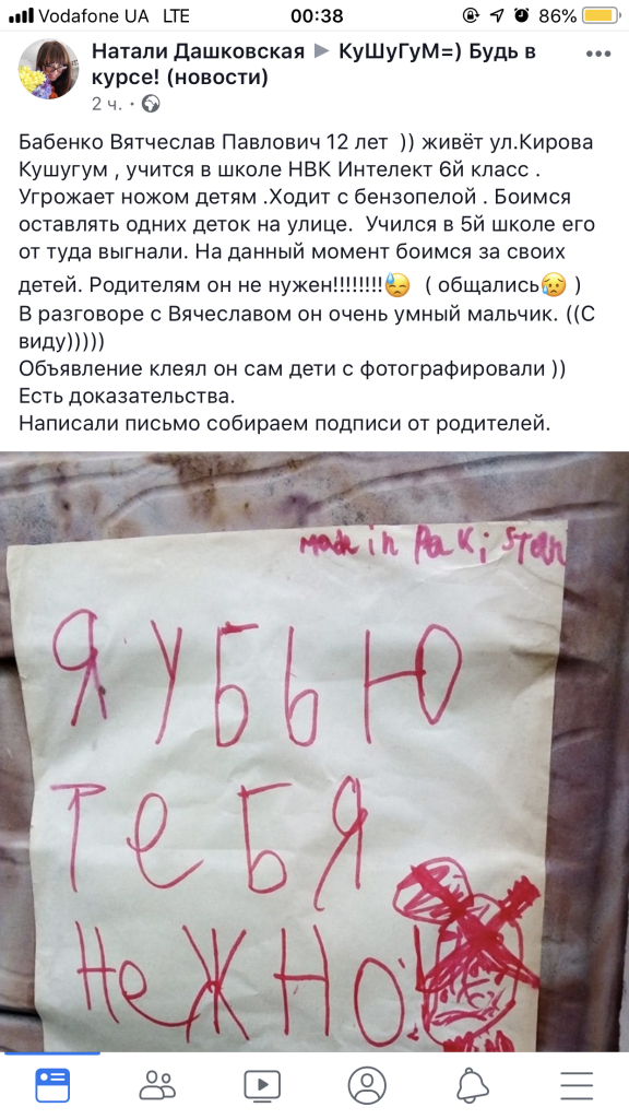 «Я убью тебя нежно»: неадекватный подросток устроил переполох под Запорожьем