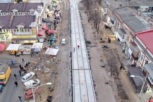 Ремонт Преображенской у Привоза показали с высоты птичьего полета